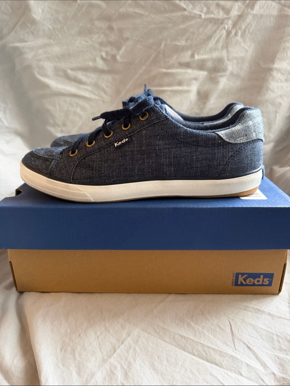 Keds Women’s Center III Navy Denim/Plaid Lace-Up Sneakers - Size 7.5 M
